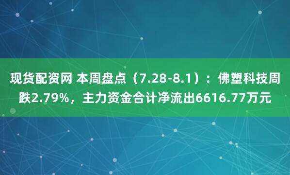 现货配资网 本周盘点（7.28-8.1）：佛塑科技周跌2.79%，主力资金合计净流出6616.77万元